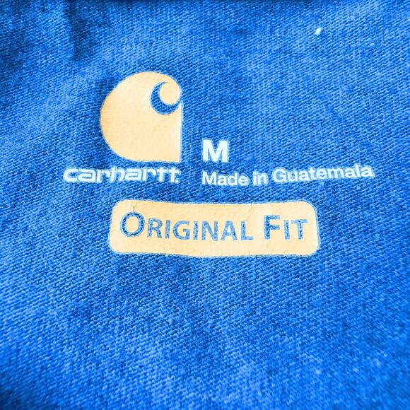 Carhartt Men's Original Fit Long Sleeve Graphic Logo T-Shirt Blue Size Medium - Picture 3 of 8